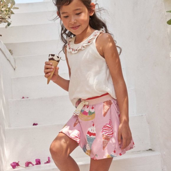 NWT Mini Boden RARE Pink Ice Cream Skort, 6/7Y